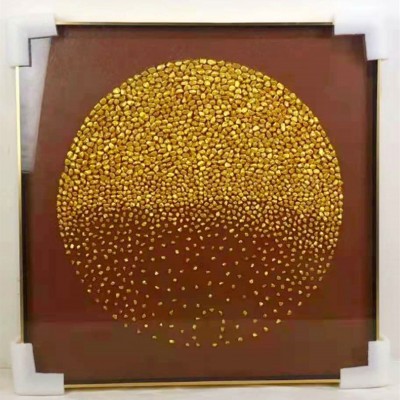 跨境金色石子金色鹅卵石金沙 银沙可定制工艺品装饰画金色石子